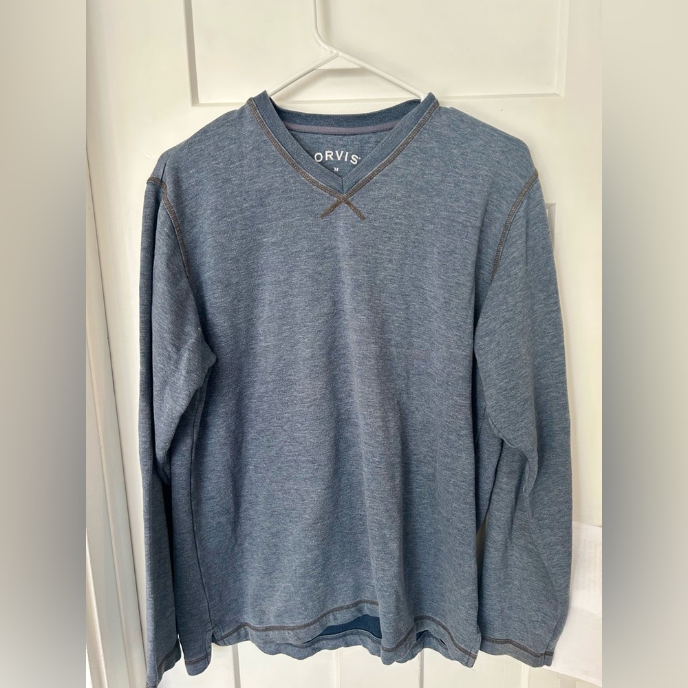 Orvis Heathered Blue V-Neck Pullover